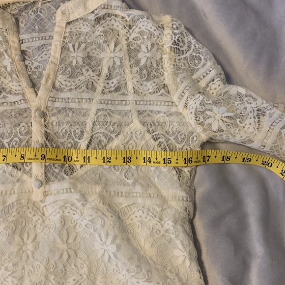 QUIKSILVER lace over blouse and cami set ivory cream size small delicate dainty - Picture 4 of 8